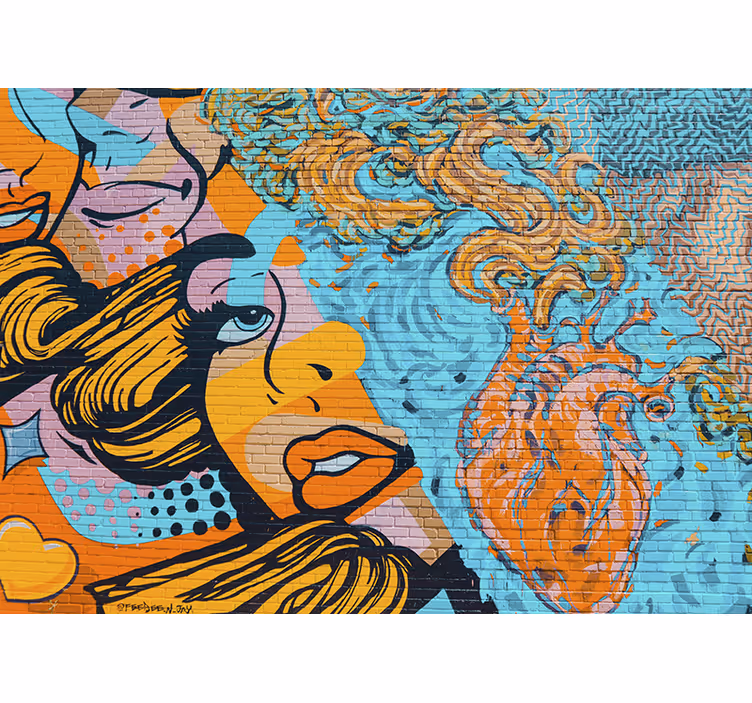Kadının yüzü grafiti kentsel sanat duvar kağıdı - TenStickers