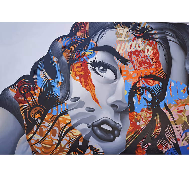 Pop art kadın portre grafiti duvar resmi - TenStickers