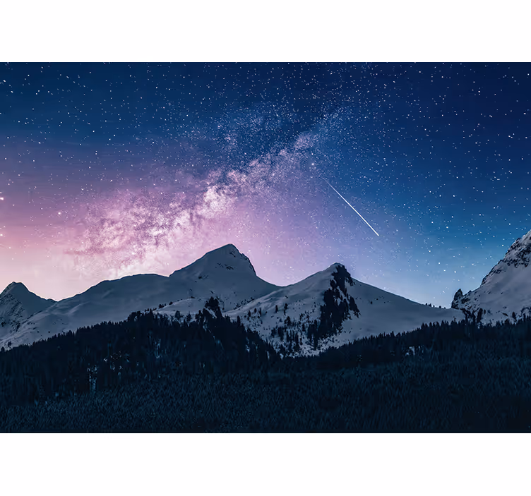 Yıldızların altında kar dağı duvar kağıdı - TenStickers