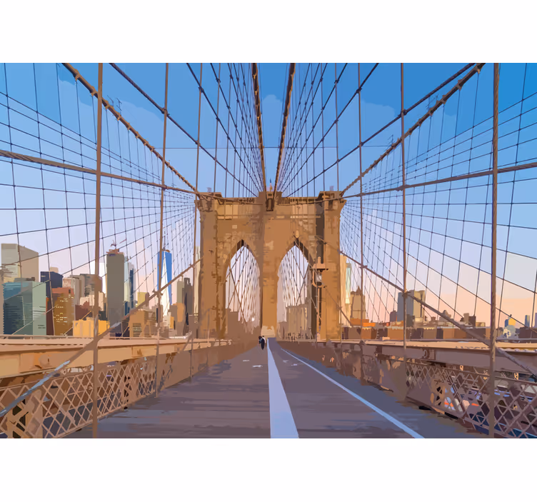 Brooklyn köprüsü manzarası şehir ve ülke duvar resmi - TenStickers