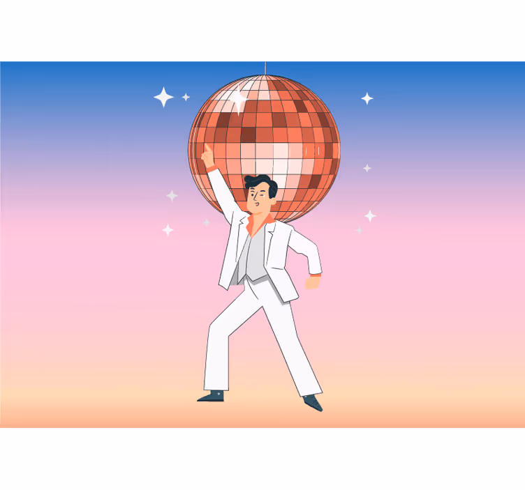 Renkli duvar resimleri ile disko topu illüstrasyon - TenStickers