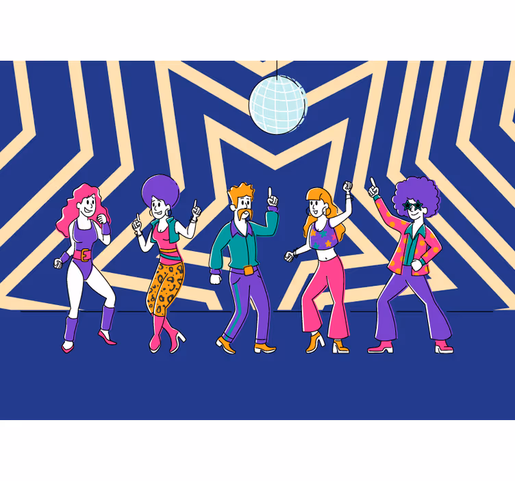 Müzik temalı duvar resmi retro dans partisi - TenStickers