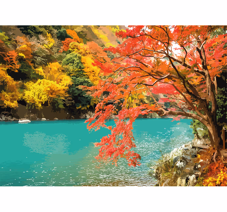 Renkli japon ağacı doğa duvar resmi - TenStickers