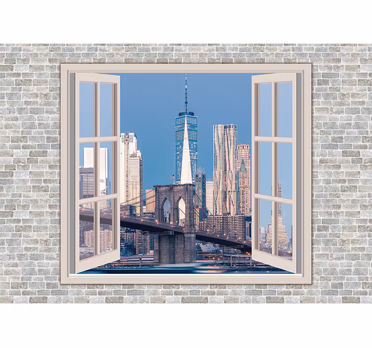 Manhattan'ın manzarası temiz gökyüzü New York duvar resim - TenStickers
