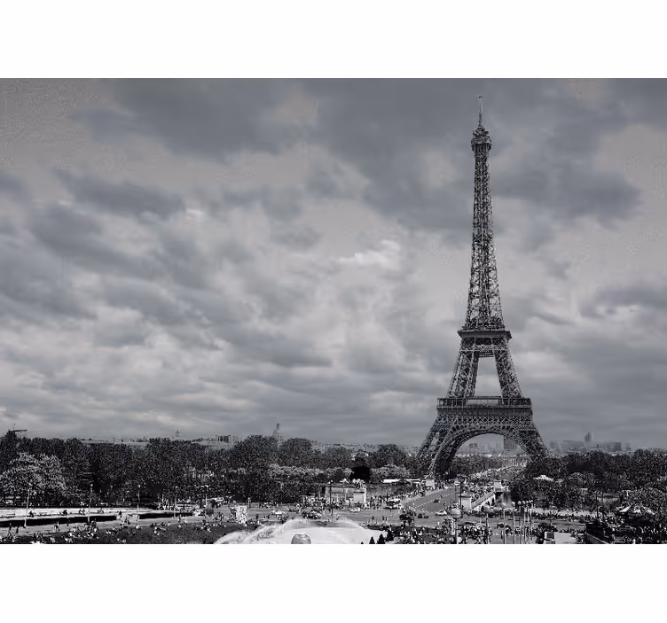 Siyah beyaz paris şehir duvar resmi - TenStickers