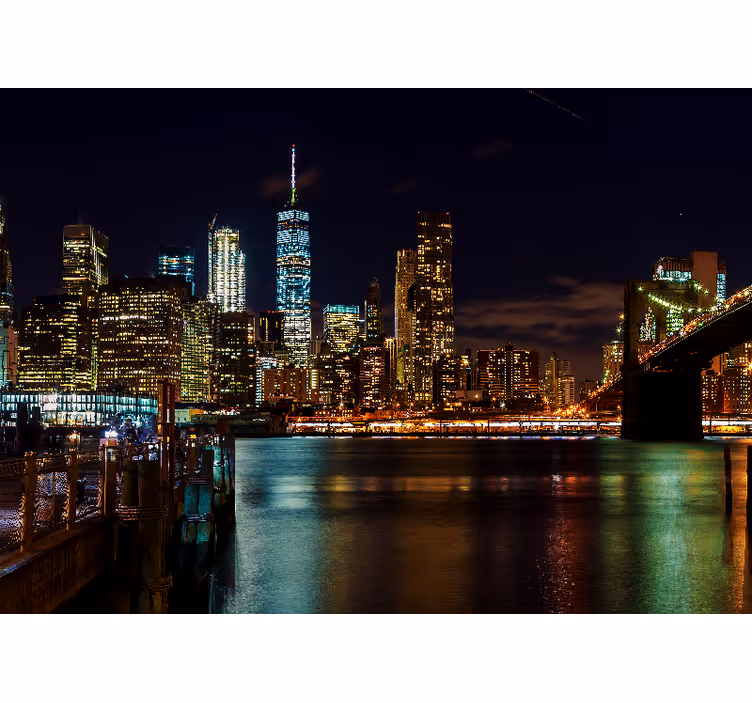 New york şehir ışıkları gece şehir duvar kağıdı - TenStickers