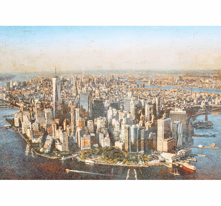 Manhattan hava görünümü Şehir ve Ülke duvar resim - TenStickers