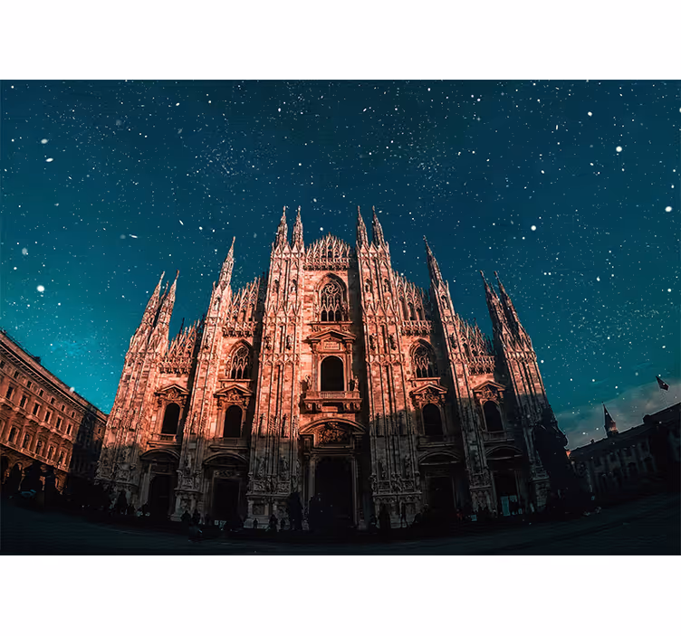 Kahverengi katedral milan oturma odası duvar kağıdı - TenStickers