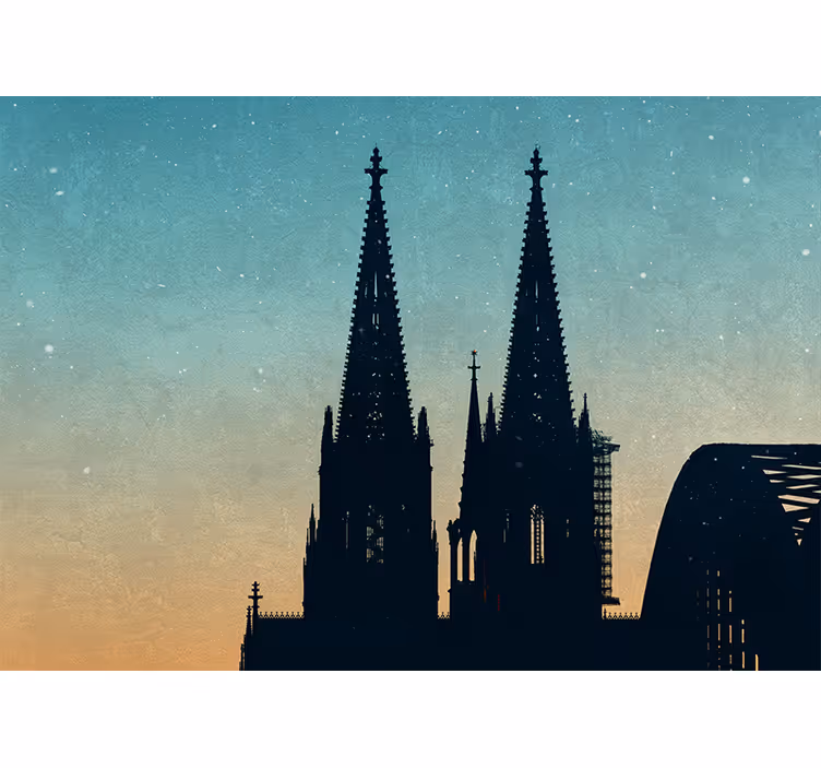Silüetli katedral kuleleri şehir ve ülke duvar resim - TenStickers