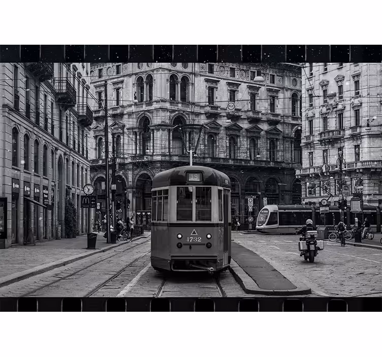 Tarihî tramvay kavşağı Şehir ve Ülke duvar resim - TenStickers