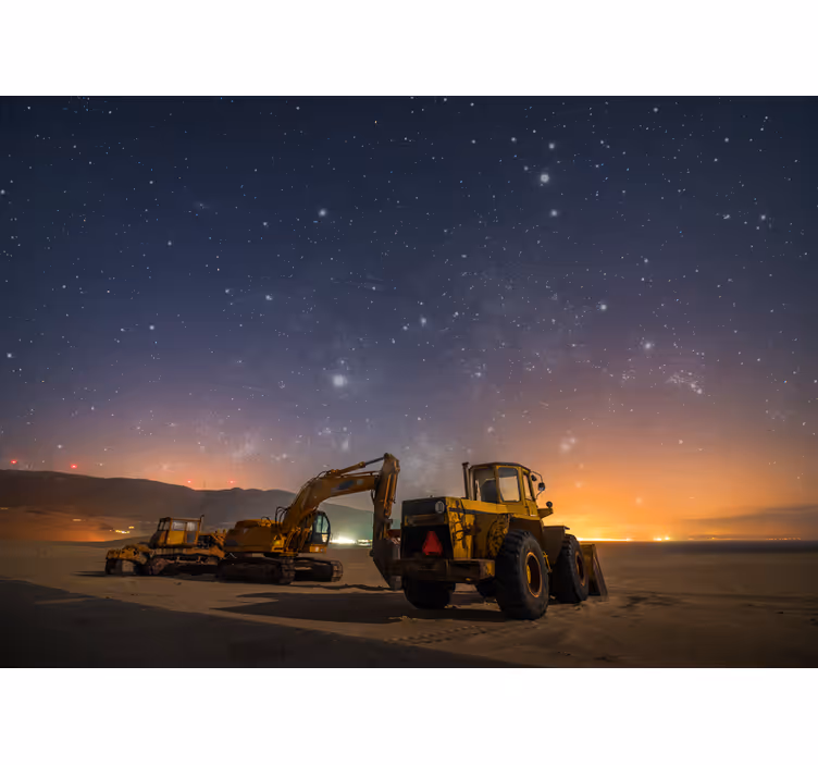 Gece fotoğraf duvar kağıdı çalışan ekskavatör - TenStickers