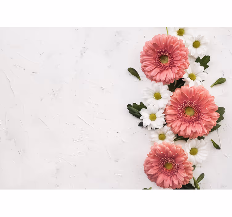 Pembe 3d papatya çiçekleri duvar kağıdı - TenStickers