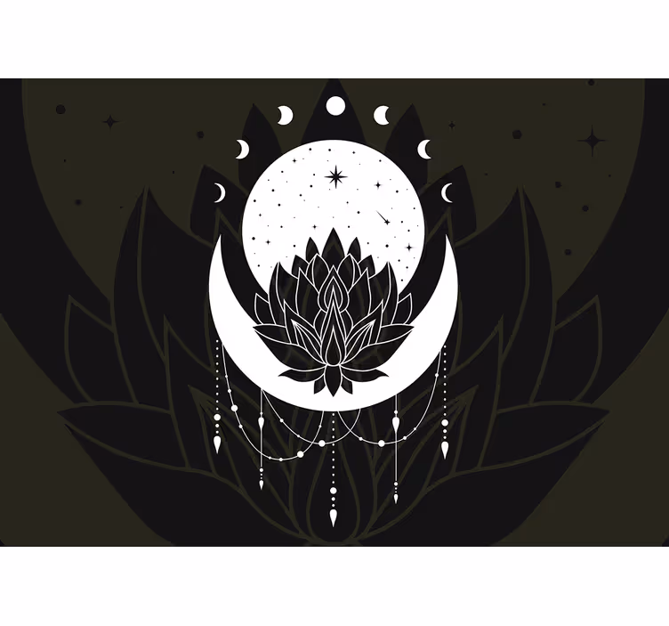 Lotus çiçeği benzersiz desen mandala duvar kağıdı - TenStickers