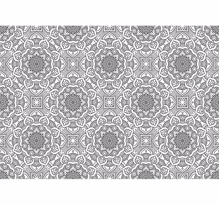 Detaylı hint süs mandala duvar kağıdı - TenStickers