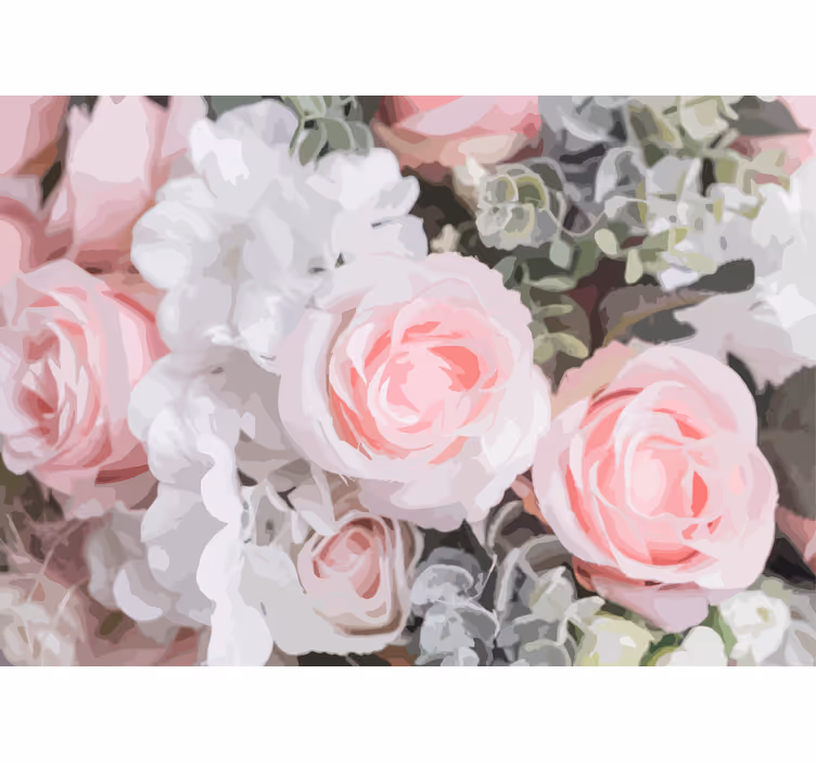 Çiçek duvar resim romantik pembe güller - TenStickers