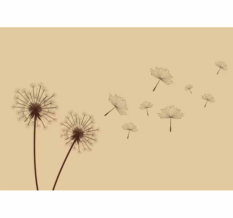 Çiçek duvar resim dandelion tohumları uçuşta - TenStickers