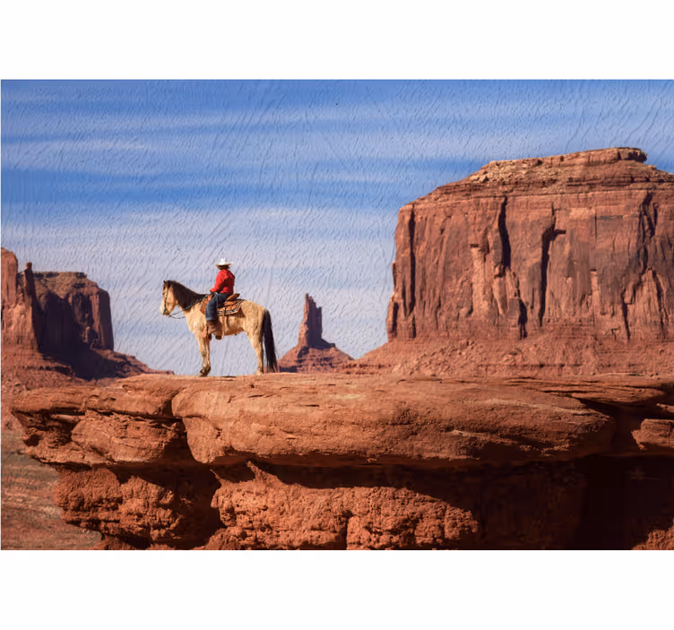 Manzara duvar resim cowboy ata binen adam - TenStickers