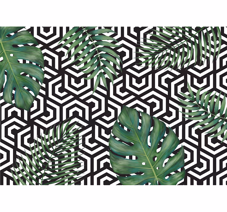 Doku ve desen duvar reslim geometrik yaprak deseni - TenStickers