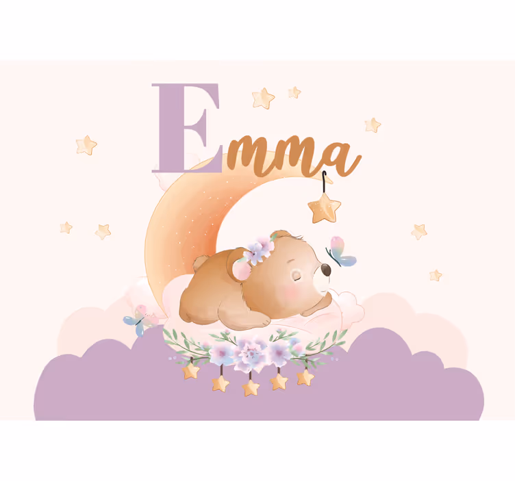 Çocuk odası duvar reslim uykucu ayı gece - TenStickers