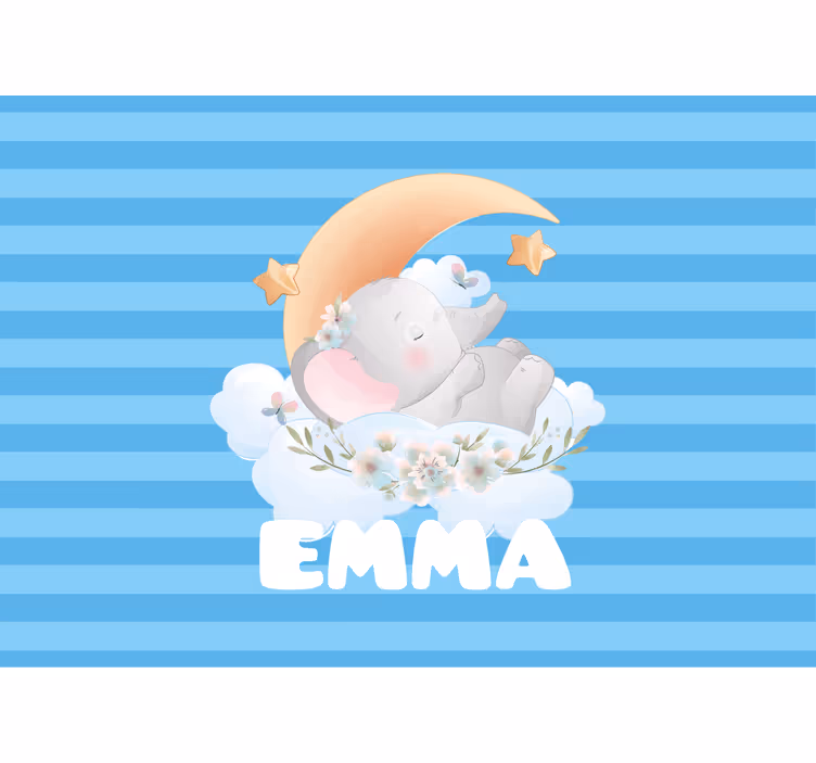 Adı kreş duvar resmi ile sevimli hayvanlar fil - TenStickers