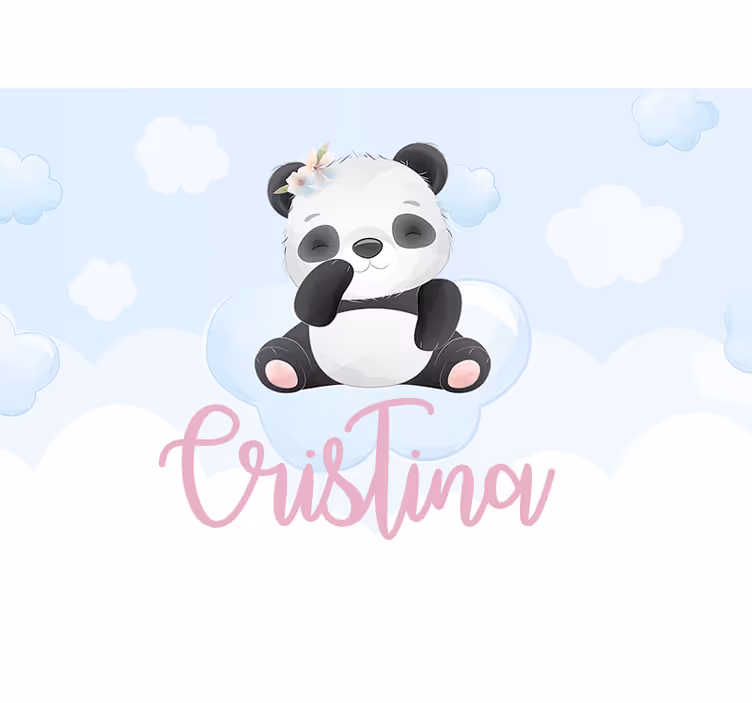 Adı kreş duvar resmi olan kız için sevimli panda - TenStickers