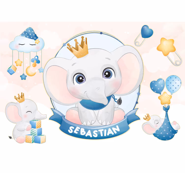 Kreş duvar resmi sevimli fil tasarımı - TenStickers