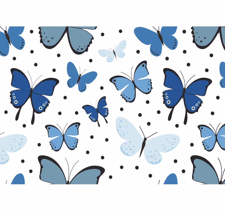Çocuk odası duvar reslim mavi kelebek deseni - TenStickers