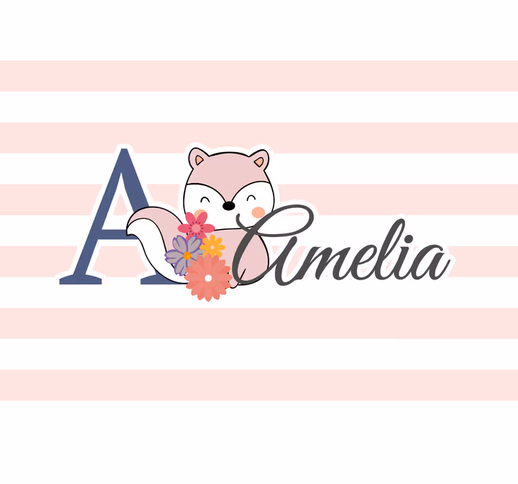 Sevimli hayvanlar sincap adı ile kreş duvar resmi - TenStickers