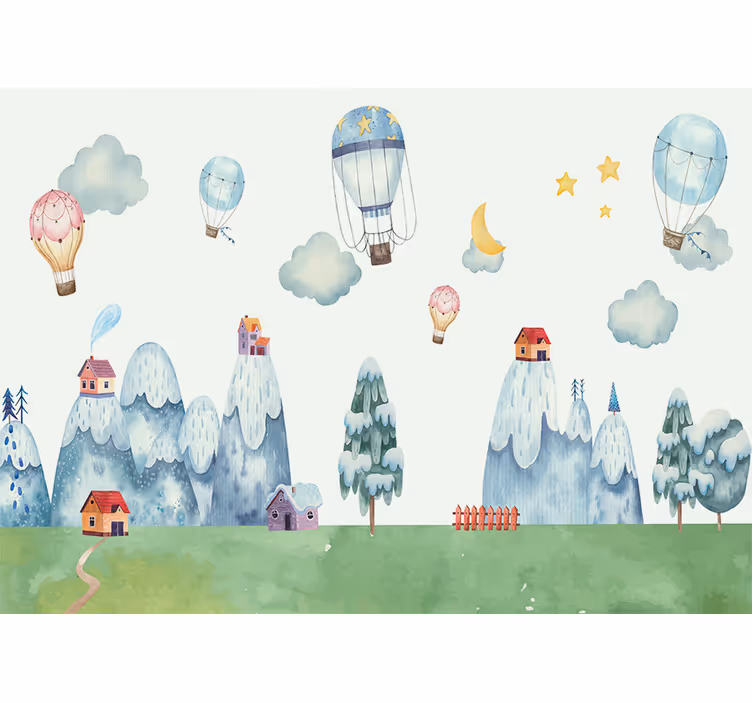 Kreş duvar resmi - Şirin sıcak hava balonları - TenStickers