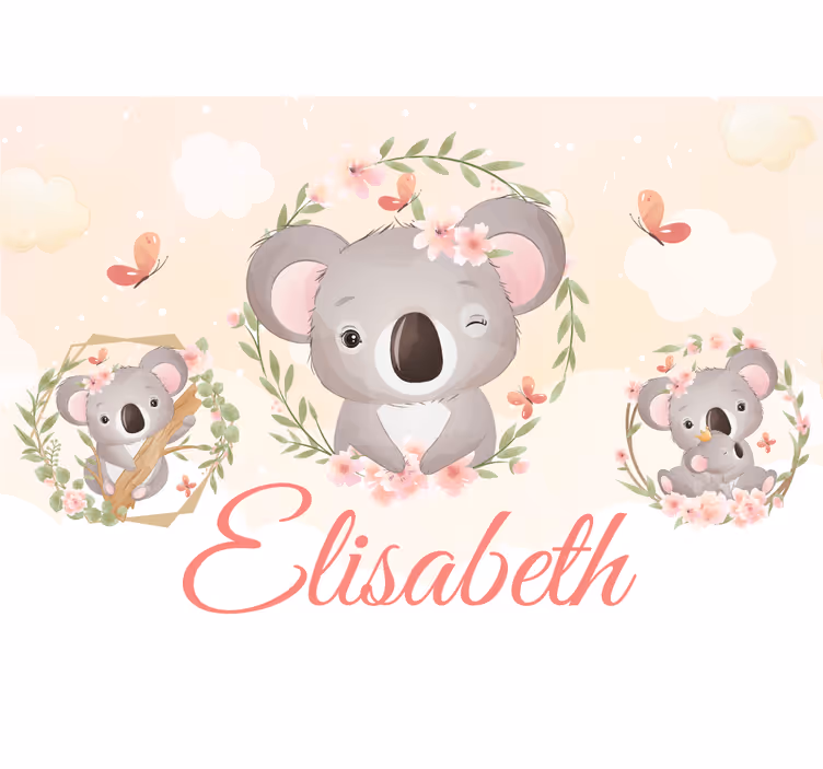 Özelleştirilebilir duvar reslim koala aile keyfi - TenStickers