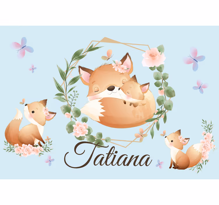Sevimli hayvanlar tilki adı ile çocuklar duvar resimleri - TenStickers