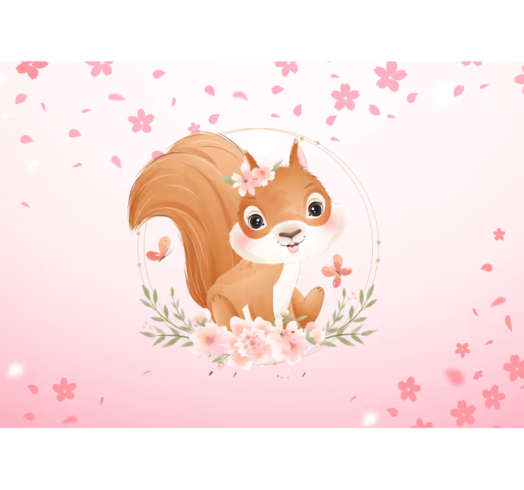 Adı kreş duvar resmi olan kız için sevimli sincap - TenStickers
