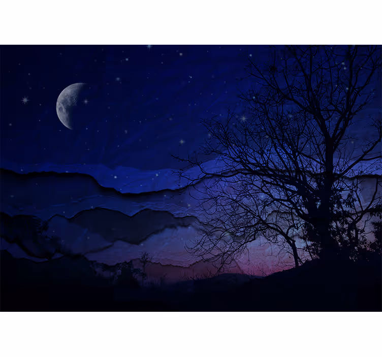 Ay gökyüzü duvar resmi ile gece orijinal - TenStickers