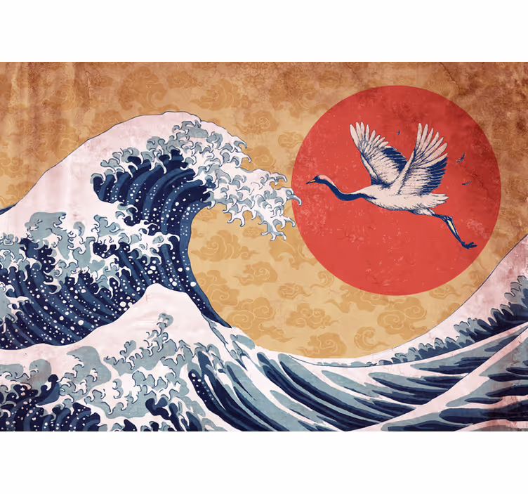 Japon tarzı gün batımı soyut duvar resimleri - TenStickers