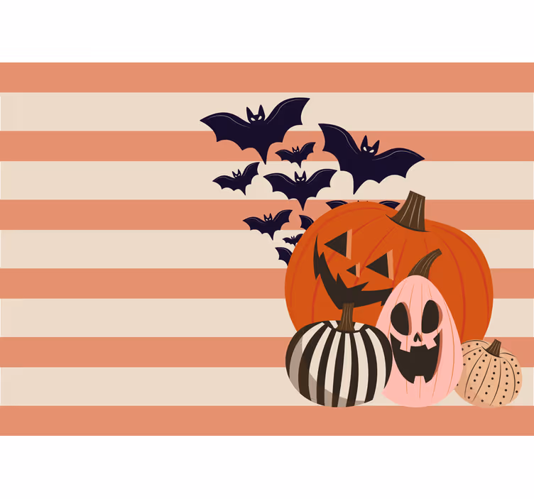 Cadılar bayramı duvar reslim jack-o-lanternler ve yarasa - TenStickers