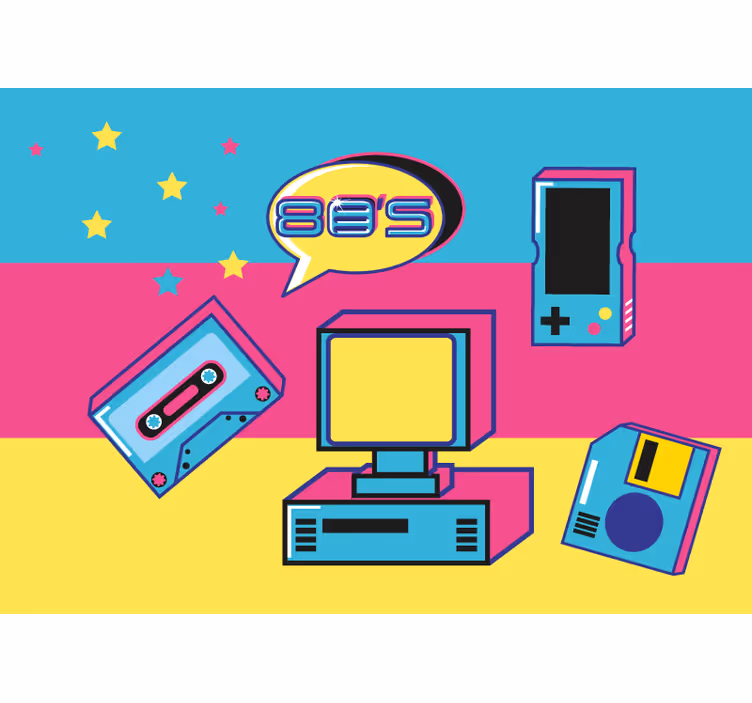 80'lerin video oyunları sistemleri eski duvar resmi - TenStickers