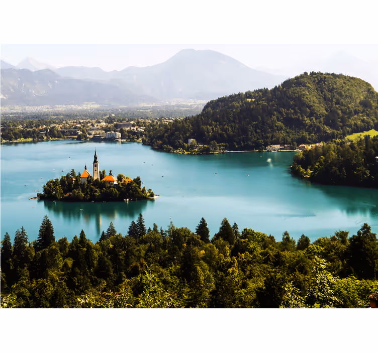 Manzara duvar resim bled gölü adası - TenStickers