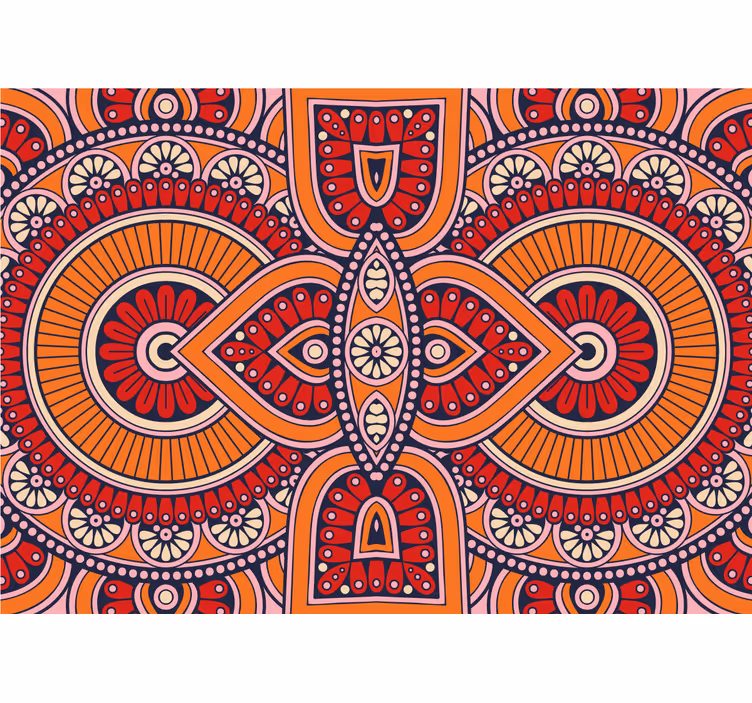 Kırmızı ve turuncu mandala duvar resmi - TenStickers