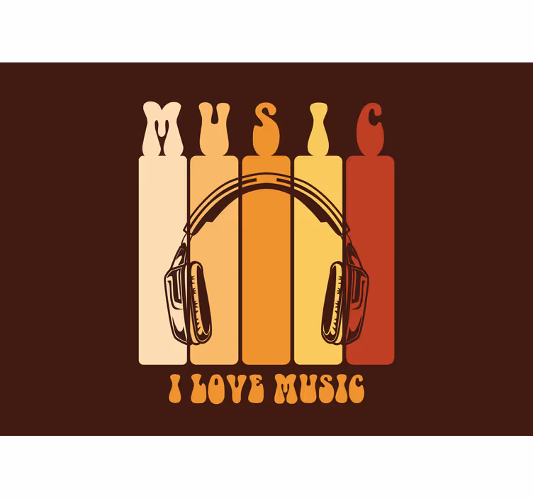 Müzik temalı duvar resim - müzik kulaklıkları grafiği - TenStickers