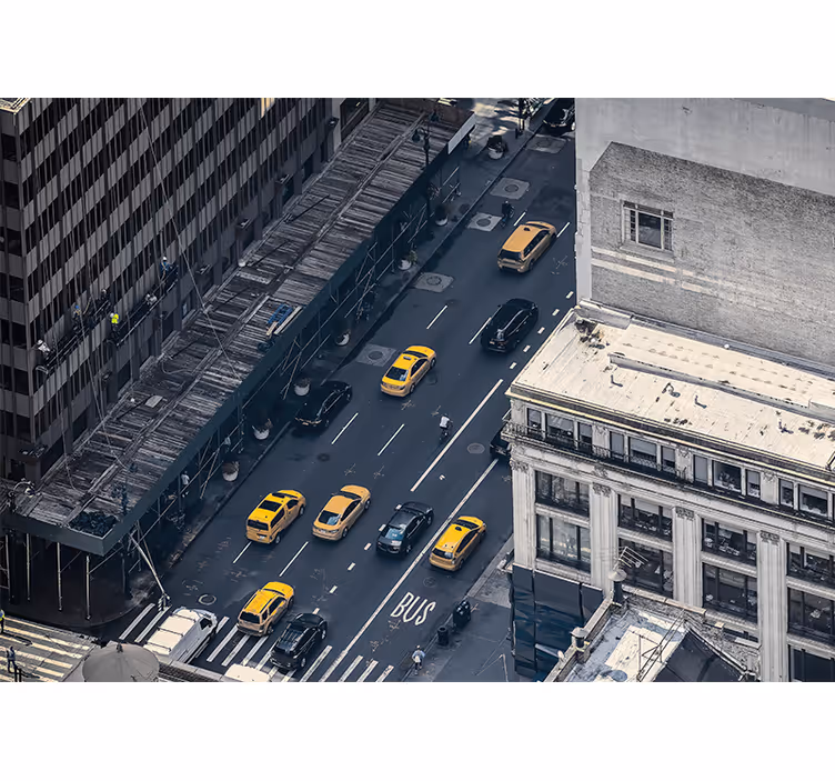 Yoğun sarı taksiler New York duvar resim - TenStickers