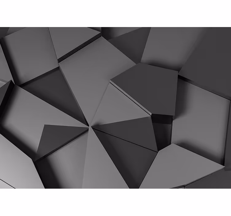 Gri geometrik 3d şekiller duvar kağıdı - TenStickers