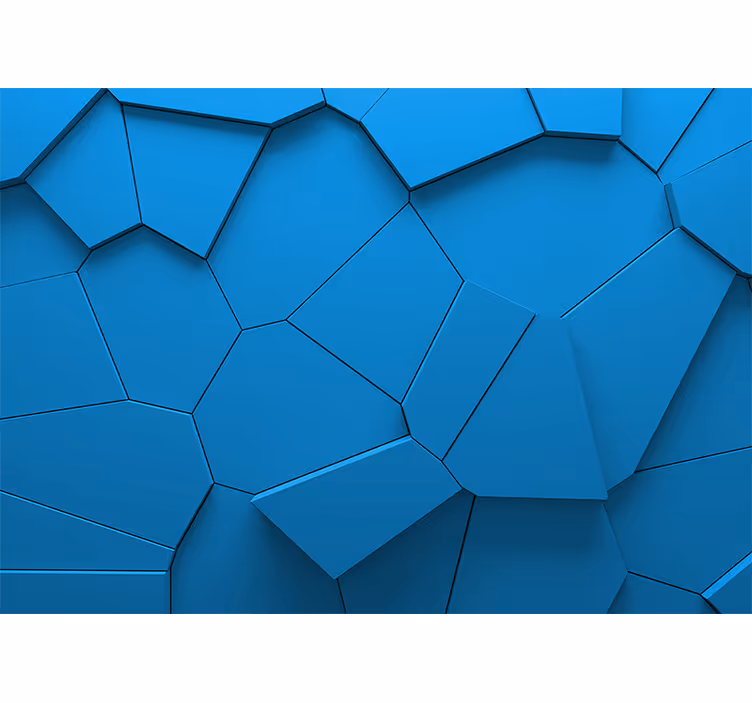 Mavi geometrik şekiller 3d efektli duvar kağıdı - TenStickers