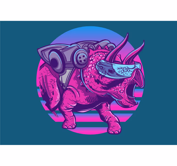 Hayvan duvar resmi futuristik triceratops - TenStickers