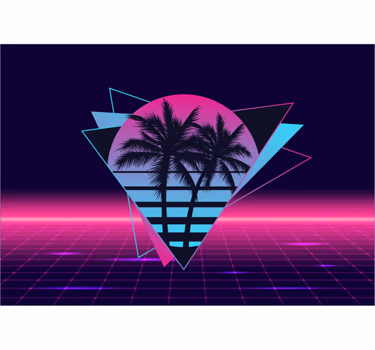 Retro palm geometri ifade duvar resim - TenStickers