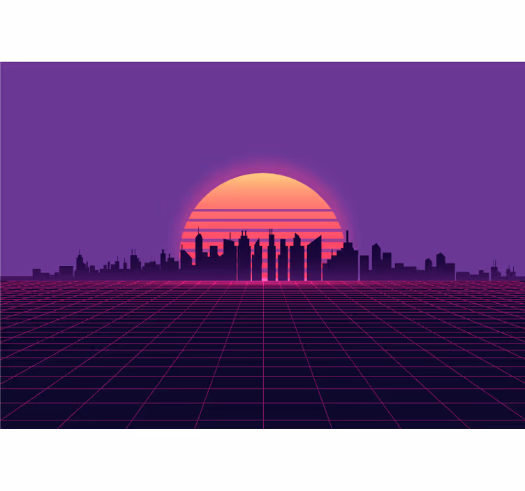 Vaporwave günbatımı 80'ler tarzı eski duvar kağıdı - TenStickers
