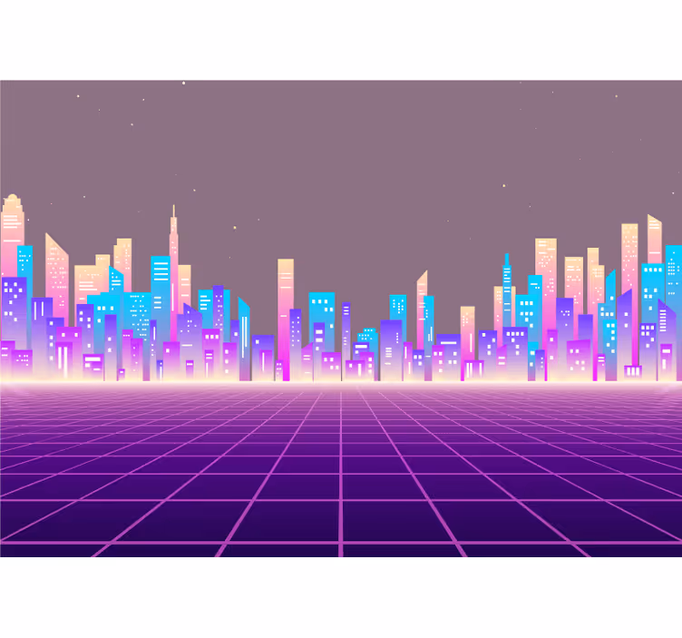 Futuristik Şehir silueti duvar resmi - TenStickers