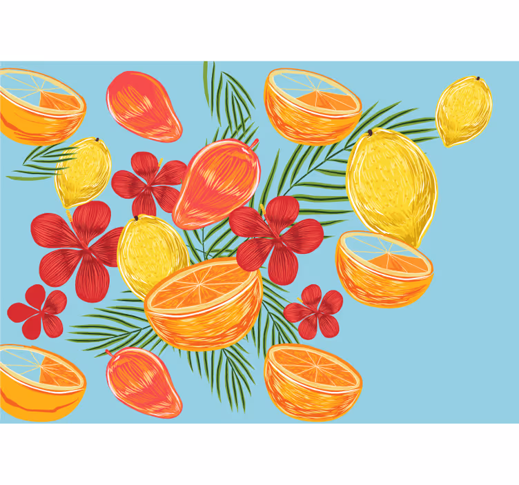 Pastel limon meyve tasarımı mutfak duvar kağıdı - TenStickers