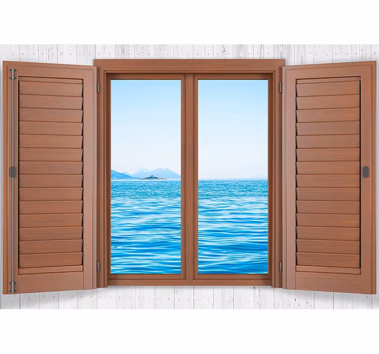 Sakin pencere manzarası deniz duvar resim - TenStickers