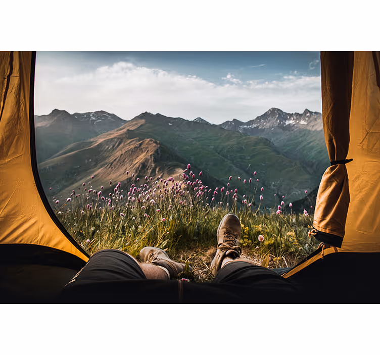 Pencere alps sazan 3d duvar kağıdı - TenStickers