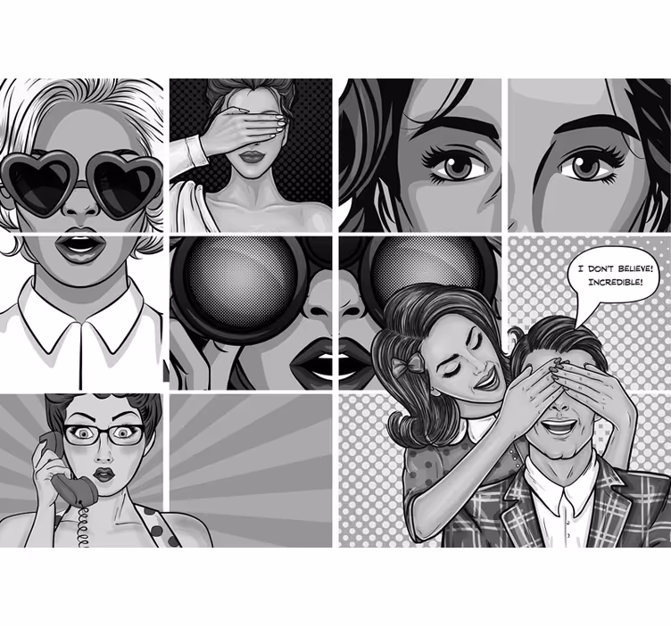 Elle çizilmiş pop art eski duvar resmi - TenStickers